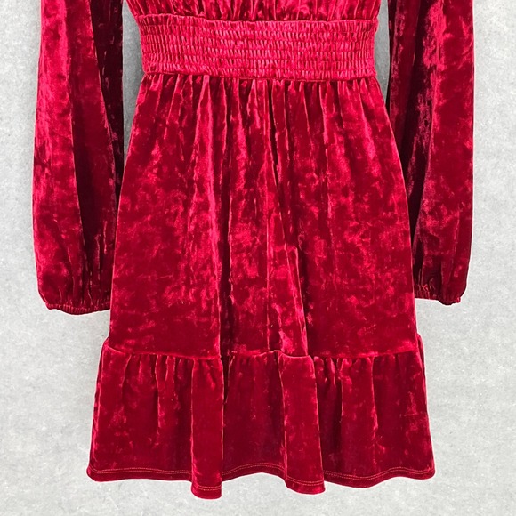 City Vibe Red Velvet Dress Sz S Babydoll Festival‎ Whimsigoth Vamp Holiday - Picture 7 of 14